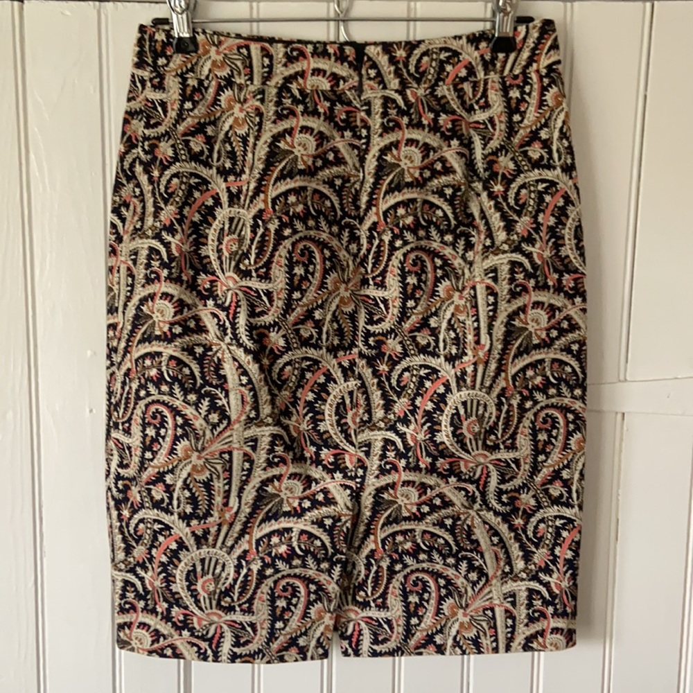 NWOT J.Crew Feathered Paisley Cotton No.2 Pencil Skirt